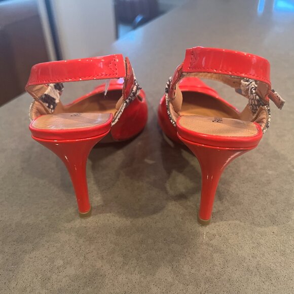 France Mode Red Patent Heel Slingbacks with Snakeskin detail 36.5/6 - Picture 5 of 13